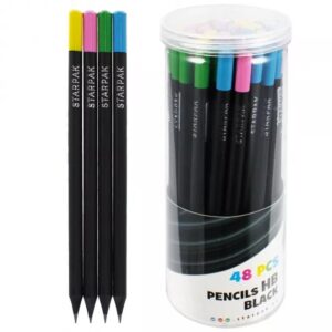 PENCIL WITH ERASER 48 PCS, BLACK