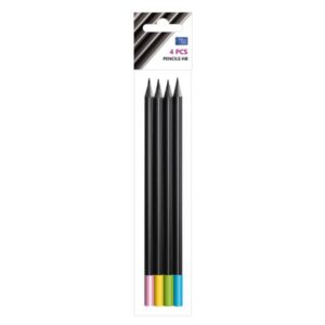 ROUND PENCIL 4 PCS, BLACK