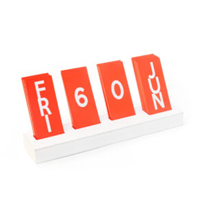 RED WOODEN PERPETUAL SHAPE CALENDAR HF