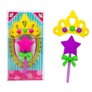 ERASER FAIRY’S MAGIC WAND WITH A CROWN, SET OF 2, 2 DESIGNS ASSORTED