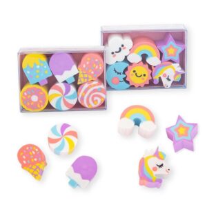 ERASER UNICORN & CANDY BOX SET OF 6, 2 ASSORTED
