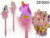 Pen with LED, Unicorn & Pom Pom (incl. batteries) ca. 21 cm, plastic, 2 ass., 24 pcs