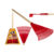 Red plastic back scratcher, with wooden handle, Rake, ca. 60 cm