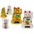 Waving cat, with solar cell, ca. 8 cm, plastic, 2 colours ass., in plastic box